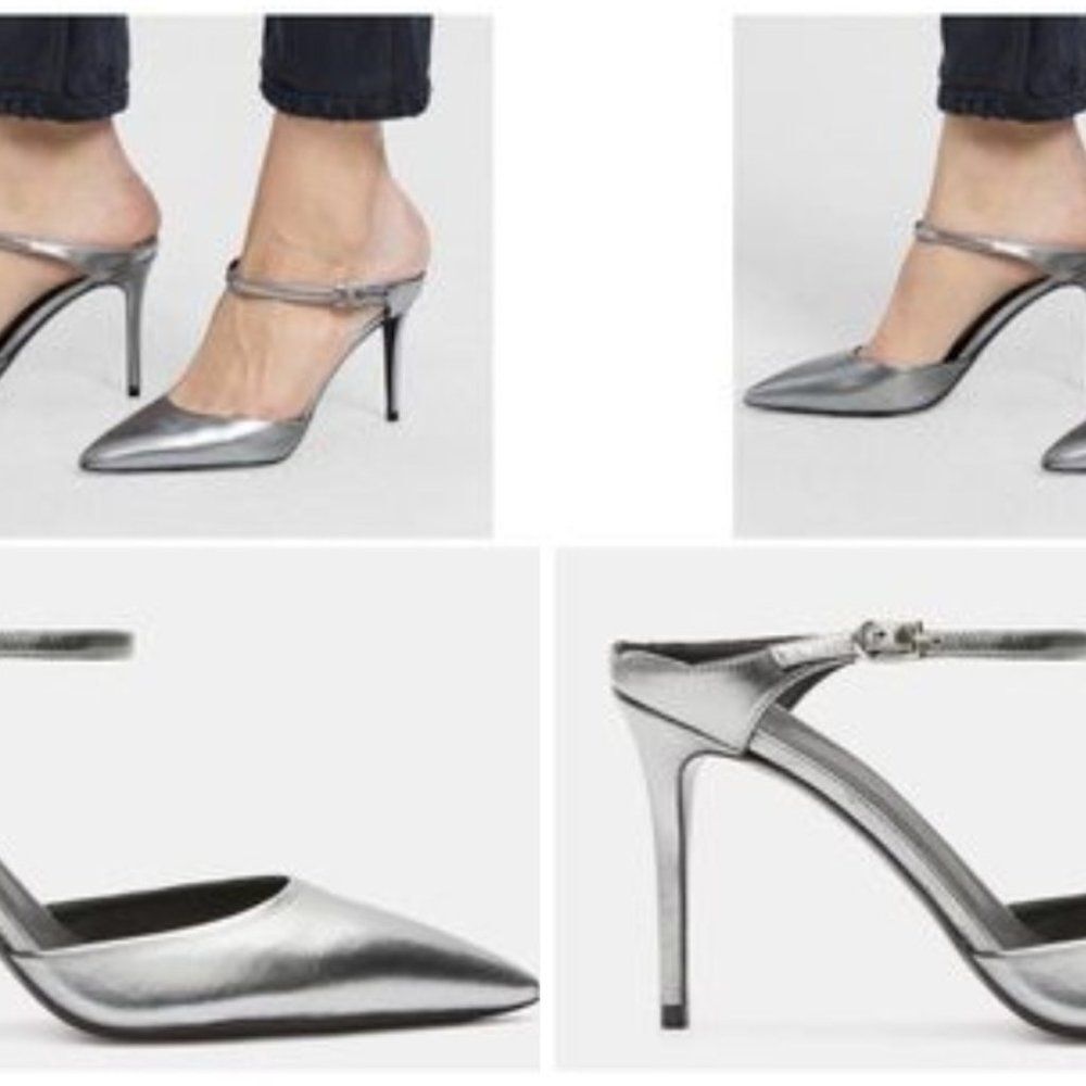 Theory Metallic Leather Mule Pumps 40 NWOB IRRG 595 Sz 40 IRRG
